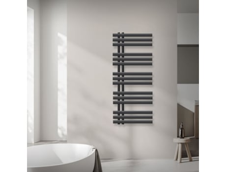 Radiador de baño LUXEBATH 500x1200 mm antracita conexión central con conexión termostato a través del suelo