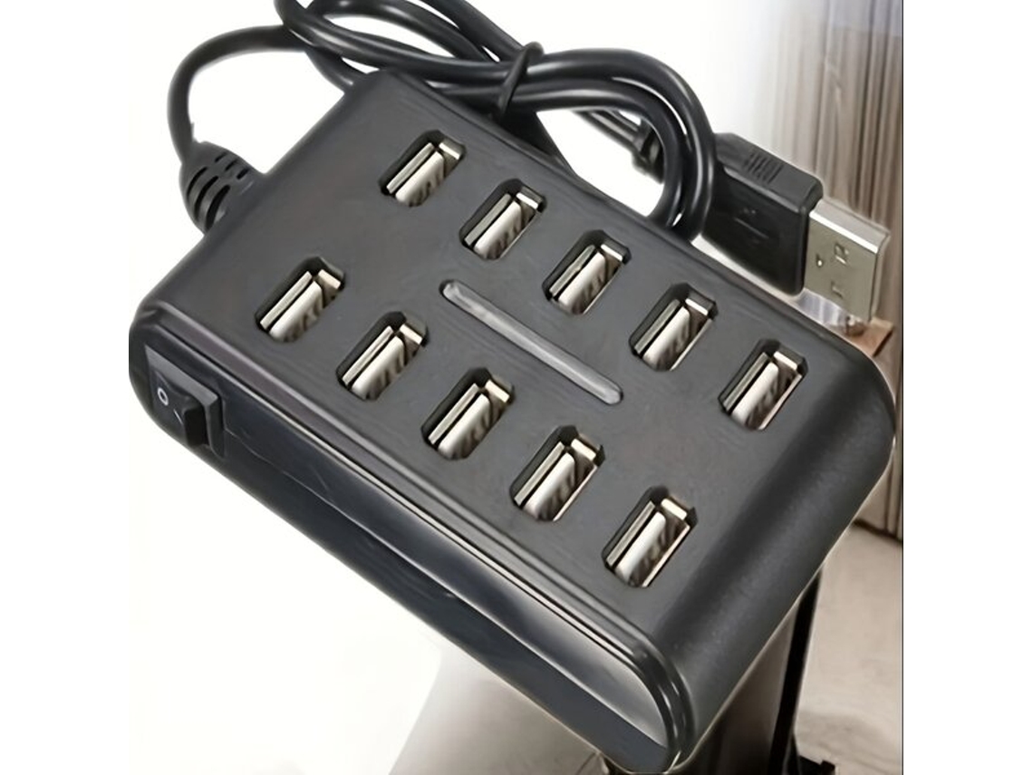 Concentrador USB compacto de 10 puertos con interruptor Tadvyyvayotoy