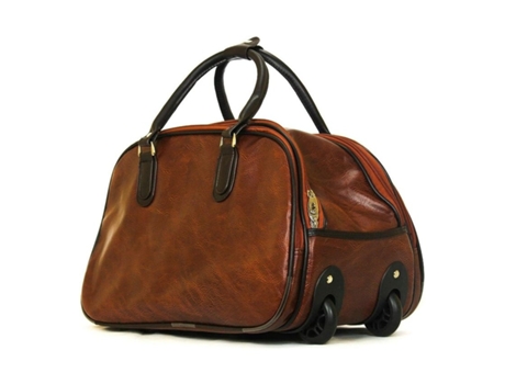 Bolsa De Viaje Cuero Faux Marron Unisex Maleta Con Ruedas Mediana Para Damas Y Cabelleros DED