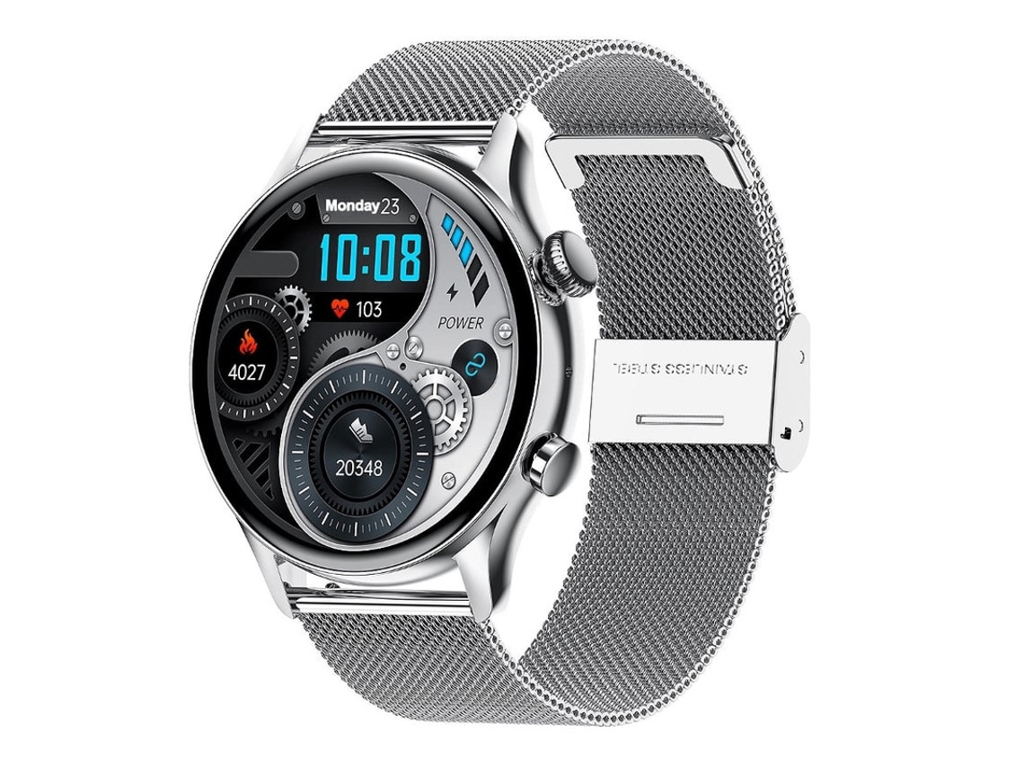 Reloj inteligente con monitor de actividad física y pantalla AMOLED de 1,36" con llamadas Bluetooth, plateado Bestvite