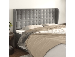 Cabecero Con Orejas De Terciopelo Gris Claro 183x23x118/128 Cm
