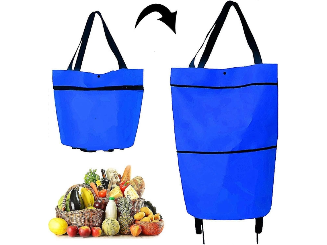 Carrito de compras plegable 2 en 1 con cremallera de dos etapas, ruedas y bolsa de compras (a 1b) GOKOCO (negro)