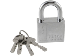 Armario con puerta de metal plateado, cerradura de seguridad de 40 mm + 4 llaves CHABERLU