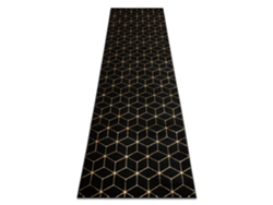 Alfombra, Alfombra de Pasillo Gloss Moderno 409C 86 Cubo Elegante, Glamour, Art Deco Negro/Oro (70 x 200 cm)