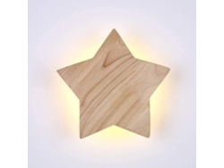 Aplique de pared de madera con forma de estrella y LED, diseño infantil (ø22 cm)