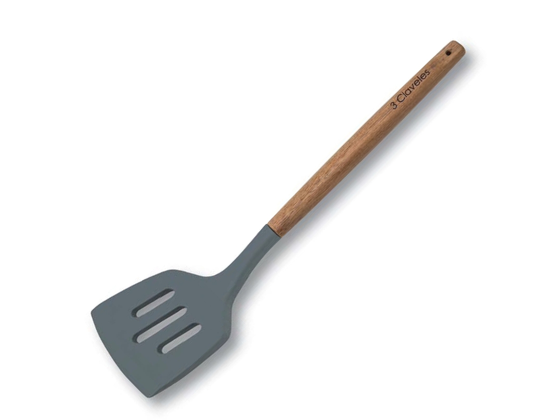 Espátula 3 CLAVELES Fritos Haya (Gris - 32 x 5 x 2cm - Silicona)
