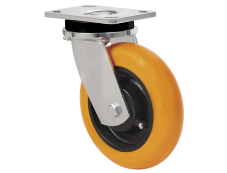 Rueda giratora placa 10slr200-huab hierro-poliur.naranja eje bolas balona ALEX