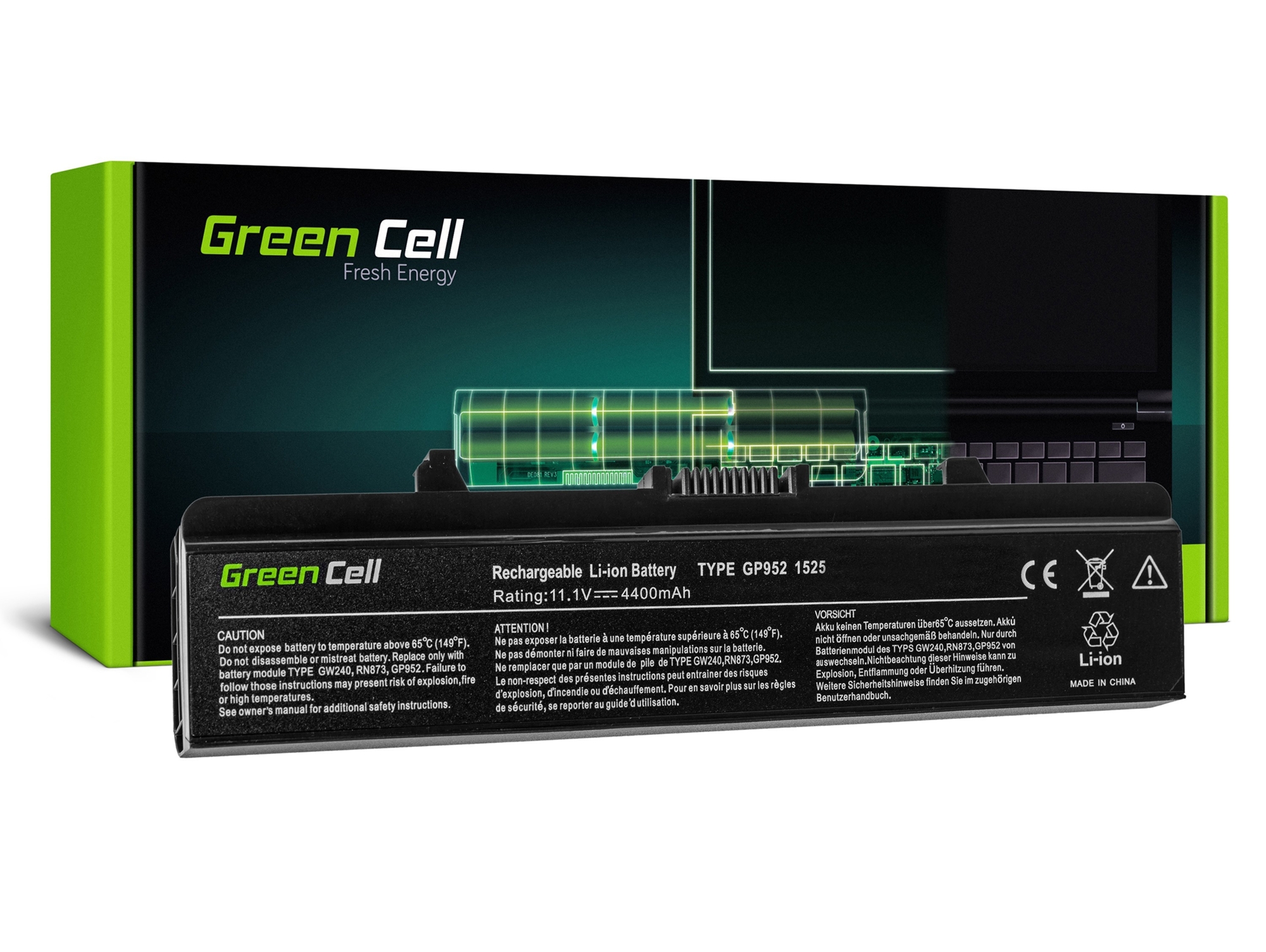 Batería para Portátil Green Cell Dell Inspiron 1545 1546 PP41L P02F P02F001 1525 1526 PP29L y 500