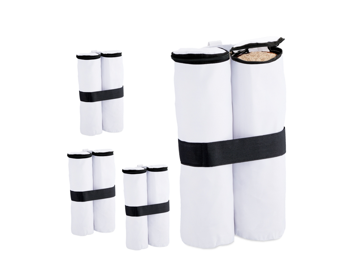 Sacos De Peso Para Gazebo Relaxdays, Conjunto De 4, Tecido Oxford, Para Encher Com Areia, Pesos Para Tendas, Branco