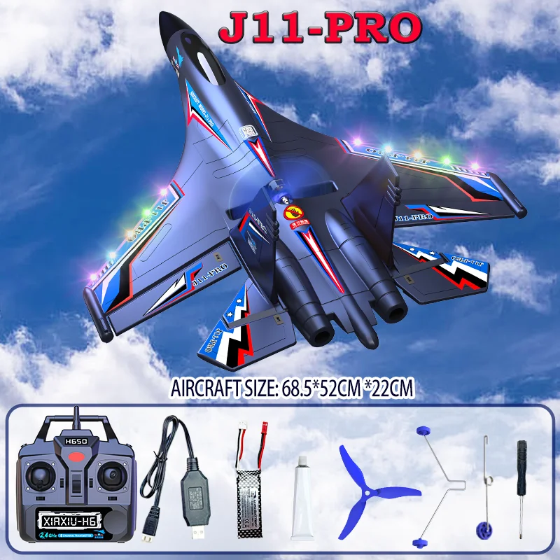 Avión De Control Remoto J-11pro (negro), Motor Sin Escobillas, Modelo De Avión Eléctrico Impermeable De Seis Canales