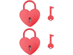 Candado 2 Corazón Parejas Pequeño Metal Llave Incluida