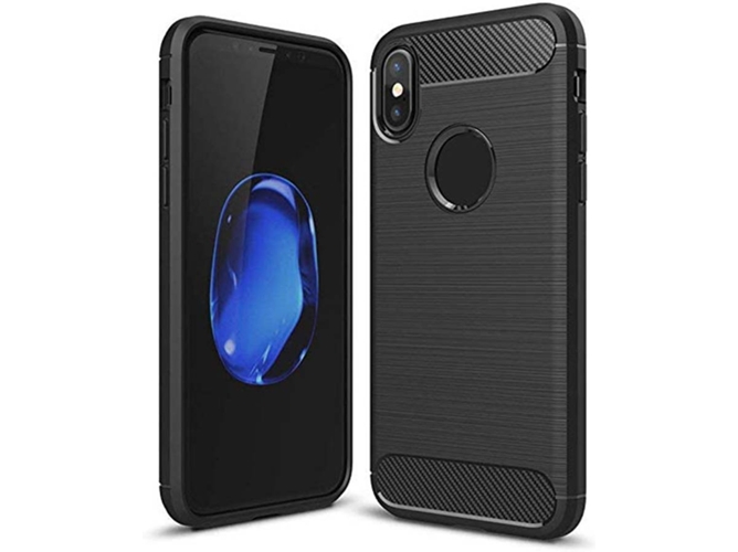 Funda iPhone XR WJS Slim Carbon Rugged Shockproof Negro