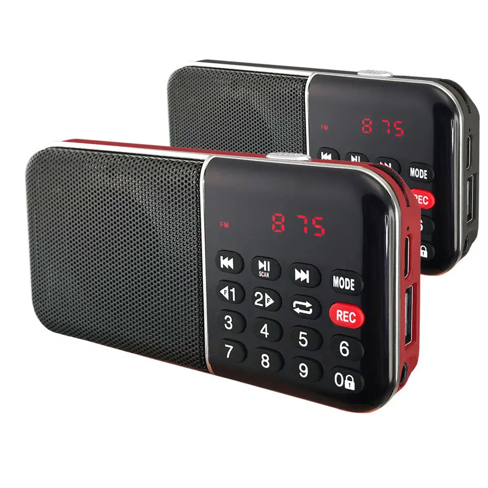 (Rojo) Nueva radio FM Super Bass, multifuncional, con puerto de carga tipo CE, batería recargable.