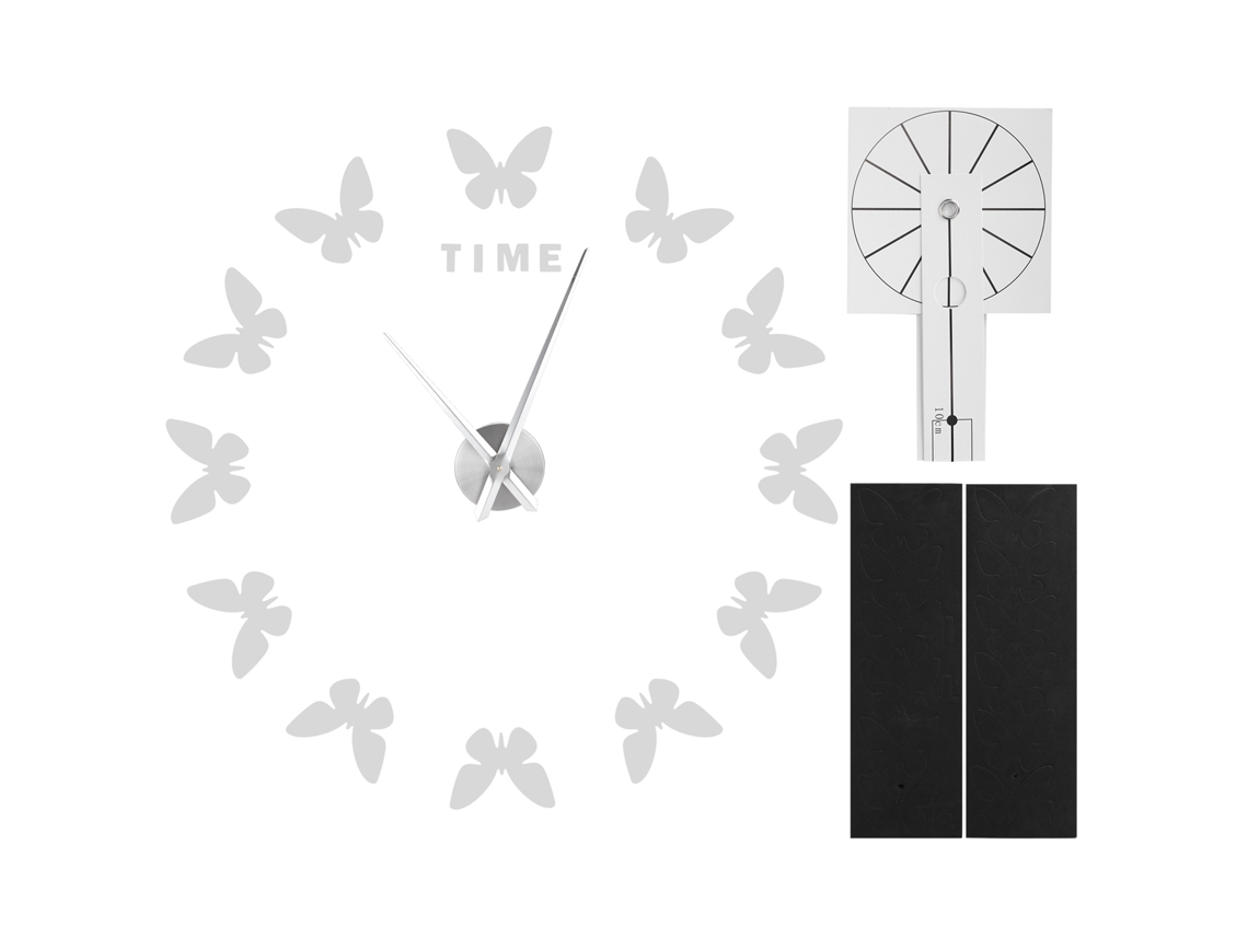 Reloj De Pared Grande Con Pegatina De Mariposa, Arte Moderno Diy, Decoración De Habitación Plateada