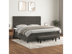 Cama Box Spring Con Colchón Terciopelo Gris Oscuro 200x200 Cm
