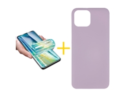 Pack 1 X Película de Vidrio Templado Hidrogel + Funda GANDY por Apple iPhone 16 Pro Silicona Líquida Roxo