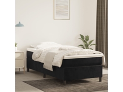 Estructura De Cama Sin Colchón Terciopelo Negro 80x200 Cm
