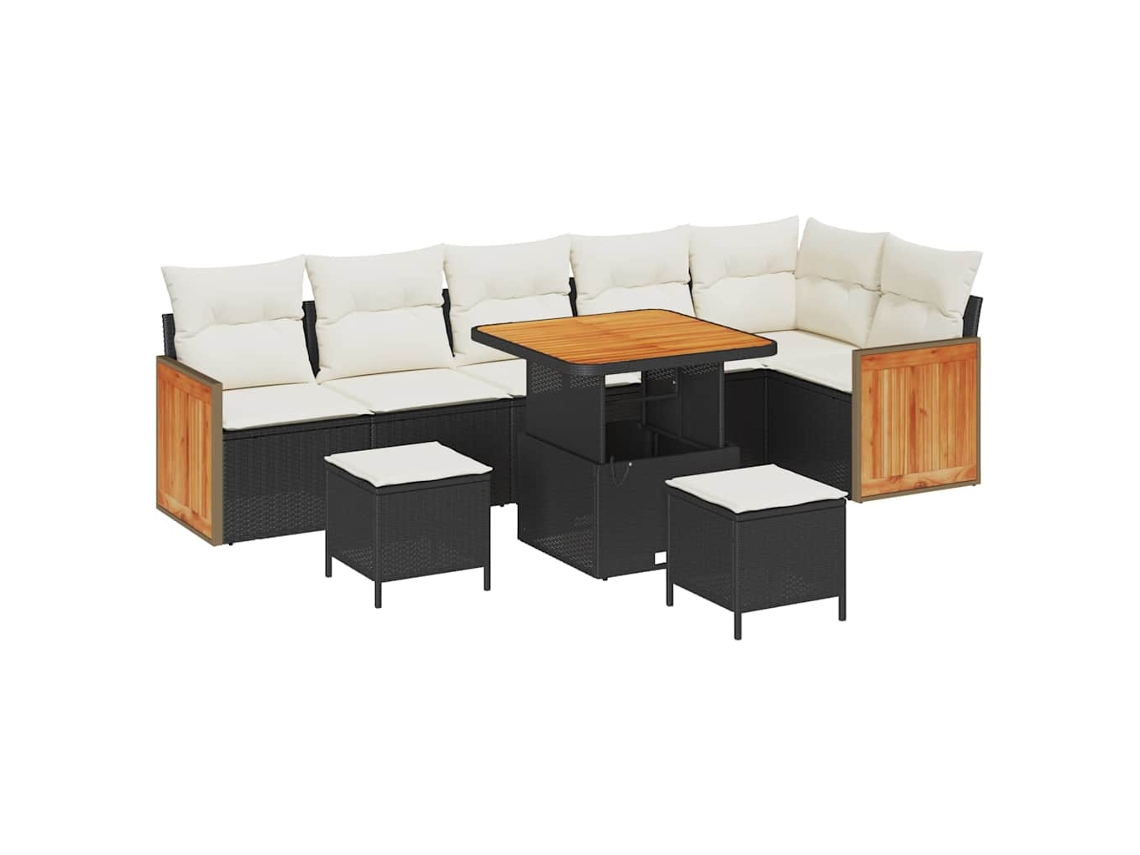 Maison Exclusive - Conjunto De Sofás De Jardín Con Cojín 11 Pcs Negro Y Crema