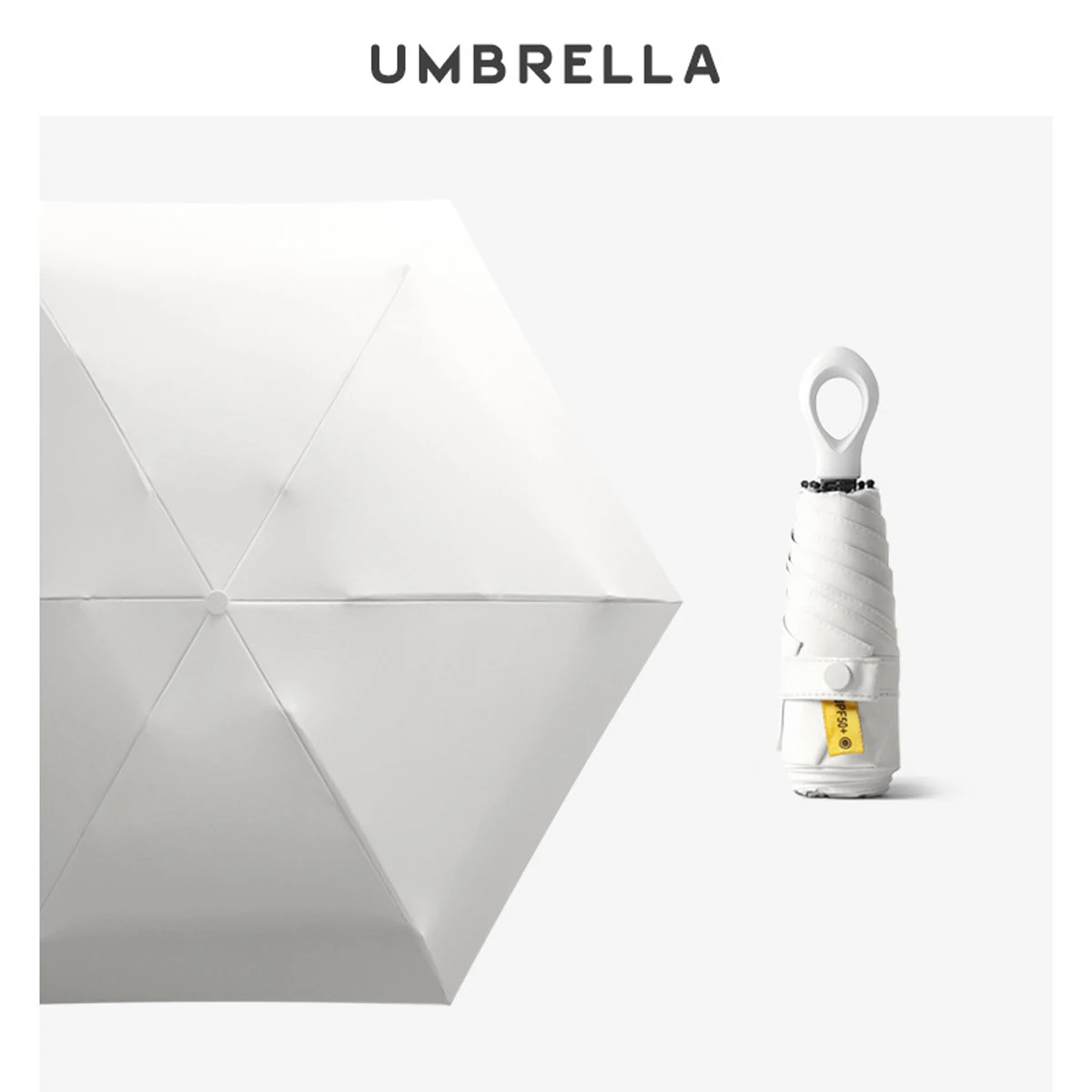 (blanco) Mini Sombrilla Con Protección Uv, Sombrilla De Sol Portátil Ultraligera De Cinco Pliegues, Compacta Y Portátil.