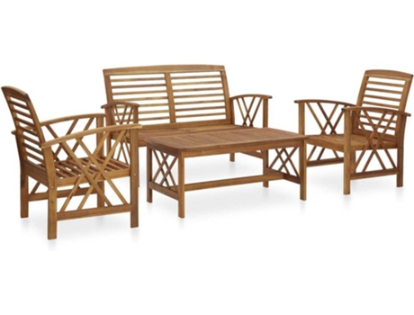 Conjunto 4 de muebles de jardín VIDAXL madera maciza de acacia