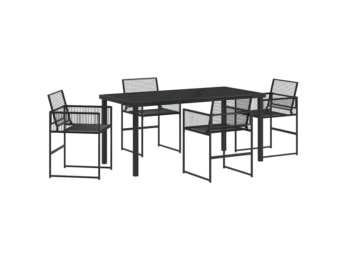 Maison Exclusive - Conjunto De Comedor De Jardín 5 Pcs Negro Ratán Sintético