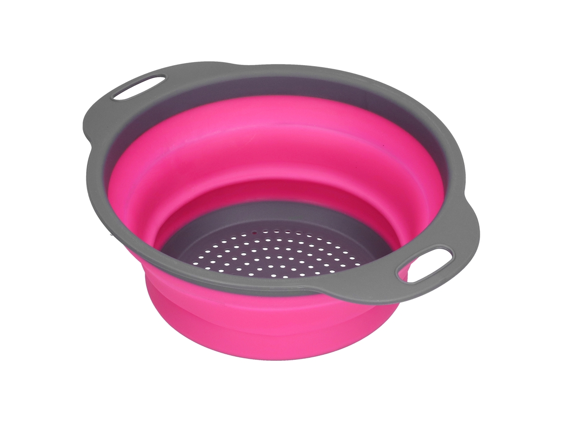 Cesta Escurridora Plegable De Silicona Con Asa Para Frutas Y Verduras, Cocina Pequeña, Rojo/rosa