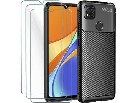 Carcasa + Protector Xiaomi Redmi 9C HONGWE. Negro
