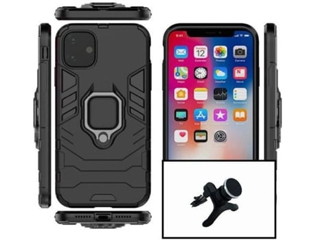 Kit Soporte Magnético de Coche Reforzado y Funda 3X1 Military Defender Xiaomi Poco C31 PHONECARE Negro