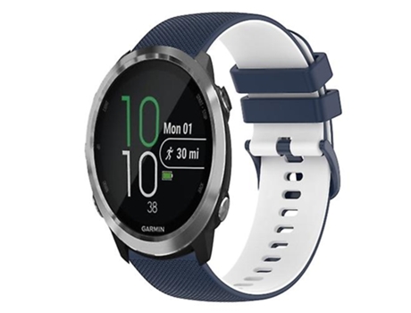 Correa para Garmin Forerunner 645 Music 20mm Correa de reloj de silicona bicolor a cuadros azul oscuro-blanco VENISYMLIS