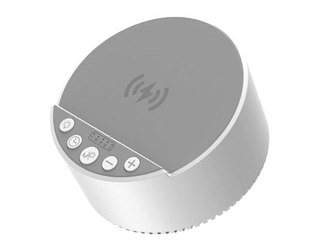 Altavoz Bluetooth rítmico RGB con ruido blanco, carga rápida inalámbrica de 15 W y luz ambiental.