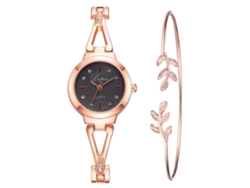 Reloj De Cuarzo Ivpai Para Mujer Con Brazalete De Aleación De Metal Y Diamantes De Imitación De Oro Rosa.