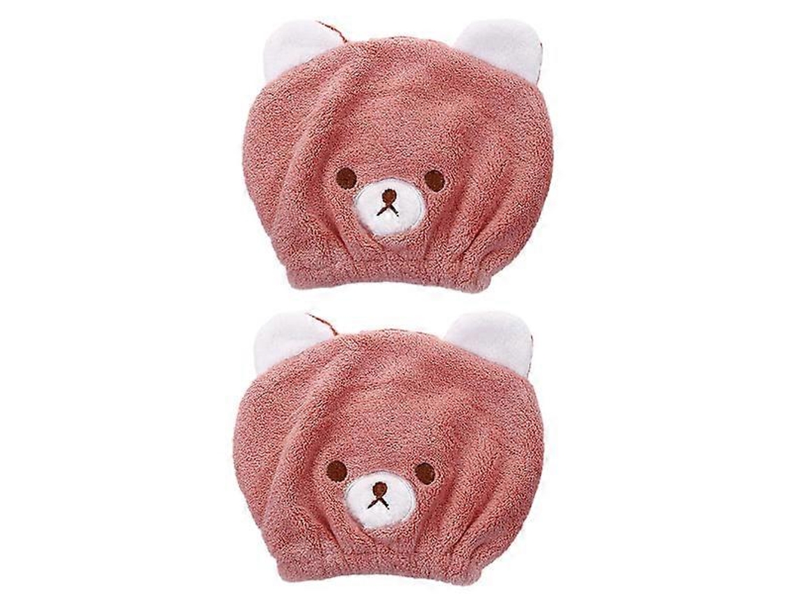 Toallas para el cabello con adorables gorros de oso, gorro de secado rápido para baño y ducha, gorro rosa de secado rápido. Rosewell