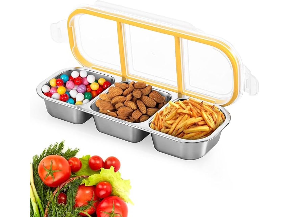 Caja Lonchera Acero Inox Con Compartimentos, Prueba Fugas, Tapa, Microondas