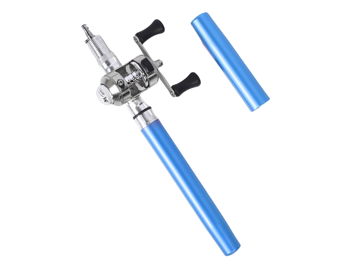 Combo Caña De Pescar Mini Pluma Telescópica Ligera De Fibra De Vidrio Portátil Para Río Lago Azul