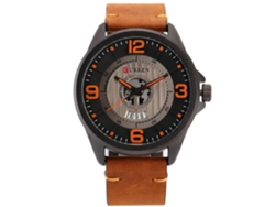 Reloj De Pulsera Para Hombre De Aleación Analógico De Cuarzo Con Dial Redondo (negro Naranja)