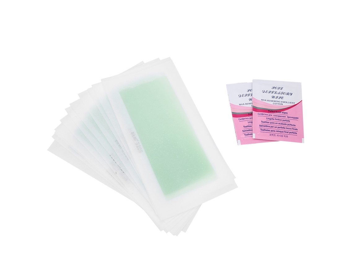 12pcs Cinta De Cera Depilatoria Suave Flexible Para Piernas Manos Axilas Sabor Pomelo Verde