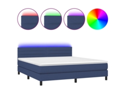Maison Exclusive - Cama Box Spring Colchón Y Luces Led Tela Azul 180x200 Cm
