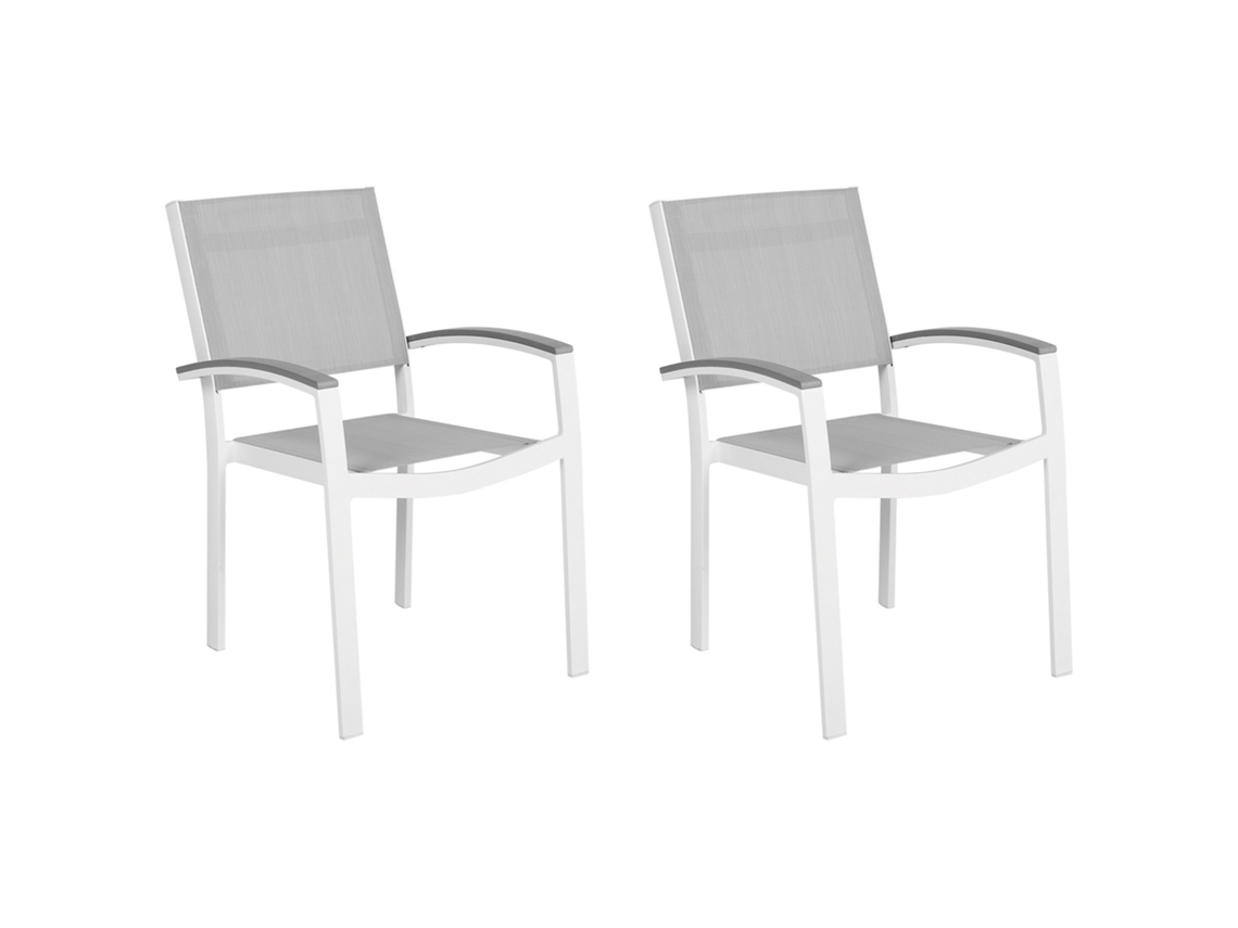 Conjunto De Cadeiras De Exterior Em Alumínio Beliani Pereta De Alumínio Cinzento 46x50x86