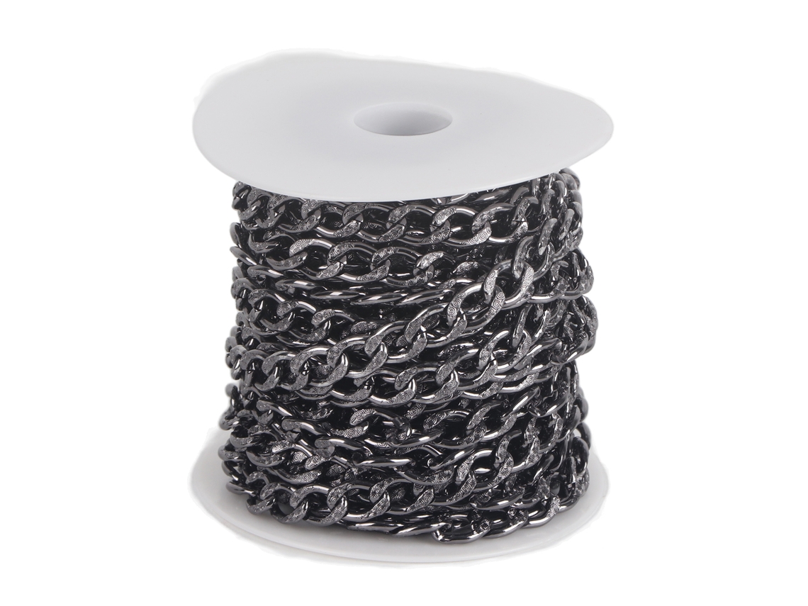 Cadena De Aluminio Alcolchoa De 9 Metros (32,8 Pies) Para Manualidades Y Joyería, Color Plata Y Negro.