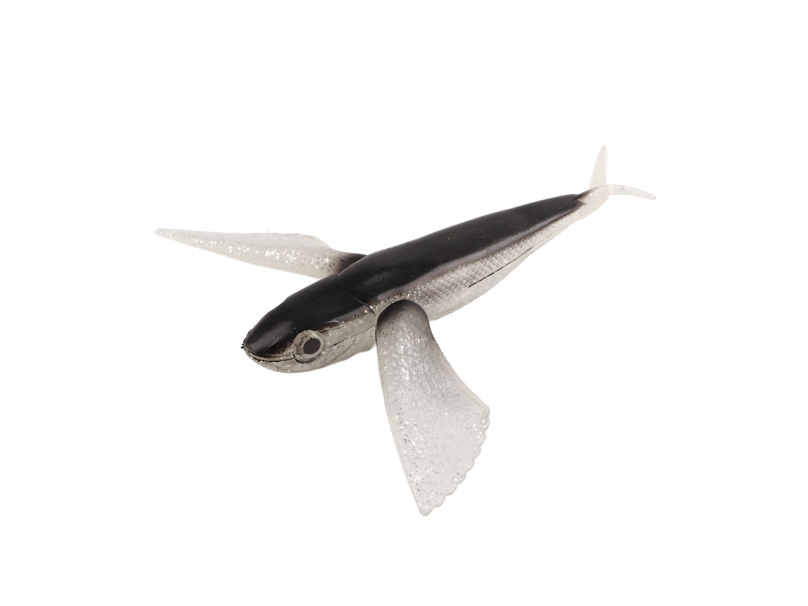 Señuelo De Pesca Artificial De Silicona Con Forma De Pez Volador Para Pesca En El Mar, Cebo Blando Para Barcos, Pesca De Peces Grandes, Negro.