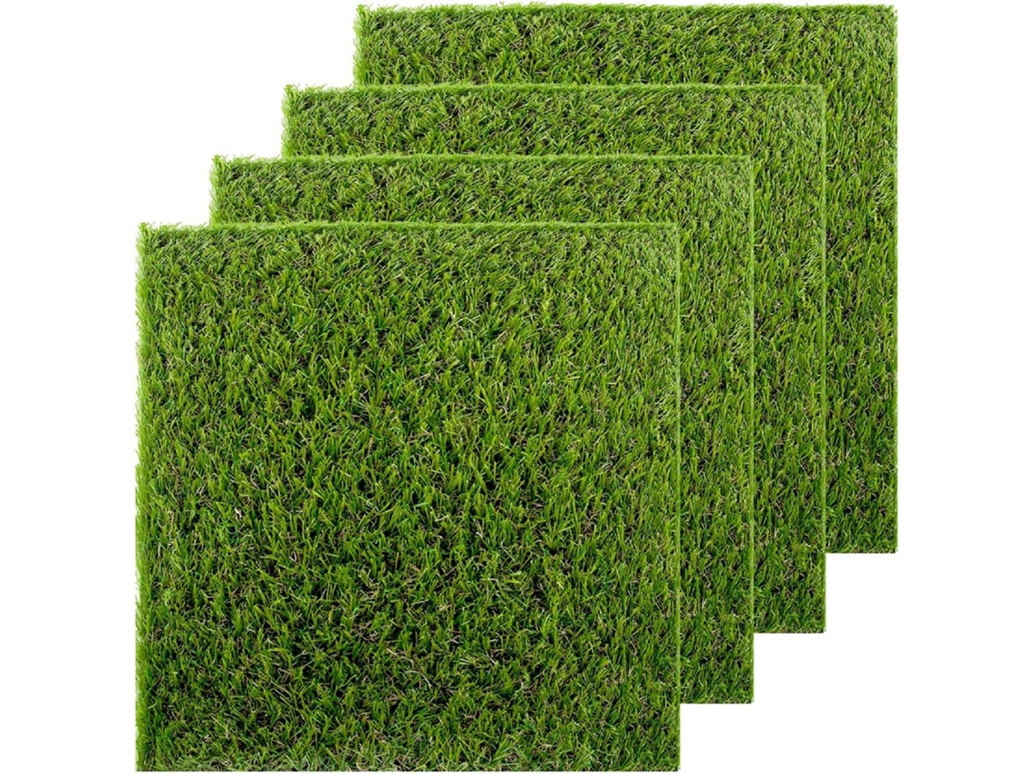 Ladrillos de césped artificial (4 piezas, 30 x 30 cm) para decoración de césped DIY