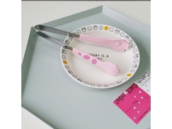2026da-pinzas De Cocina En Forma De Garra De Gato 24cm De Acero Inoxidable Con Punta De Silicona Para Pastel Postre Ensalada Barbacoa Rosa