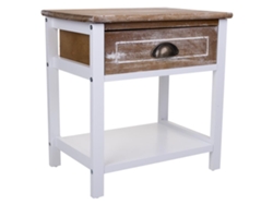 Mesita de Noche WANDERLUST DECO (Madera de Paulownia y Mdf - Blanco - 40 x 29 x 42 cm)