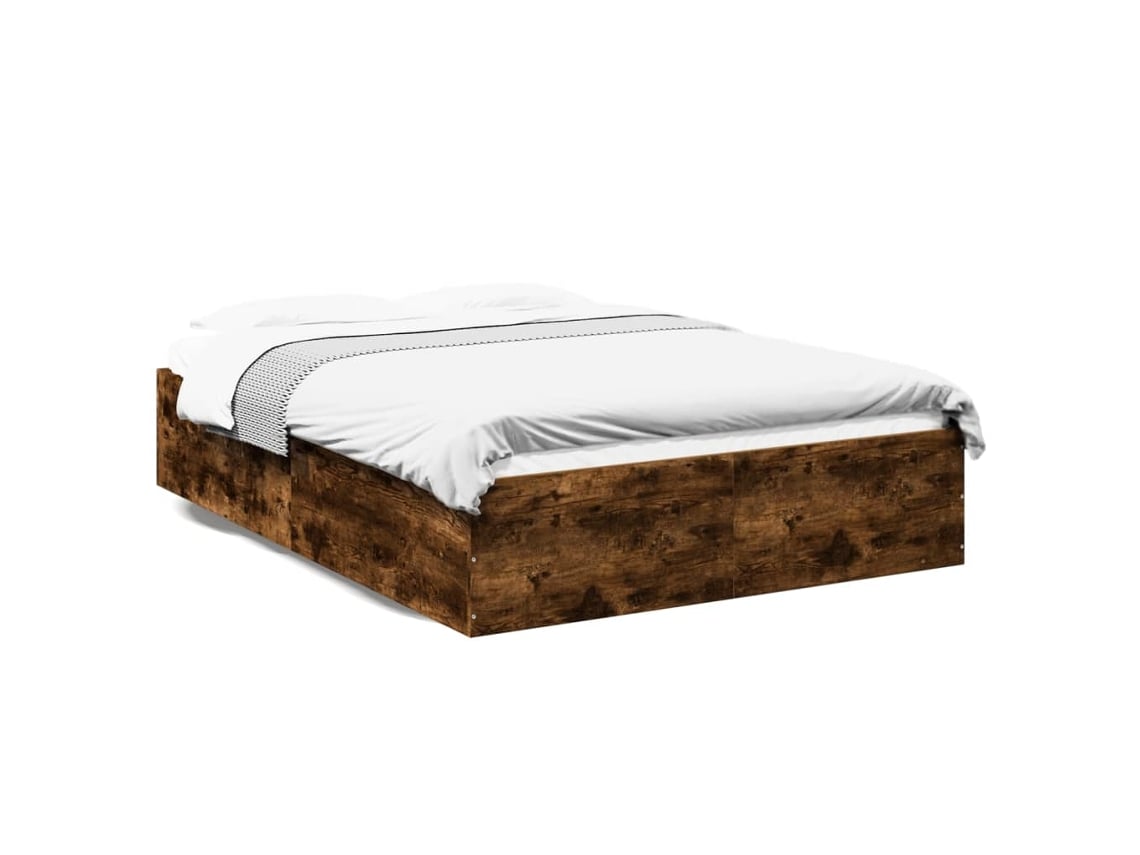 Estructura De Cama Madera De Ingeniería Roble Ahumado 120x190cm
