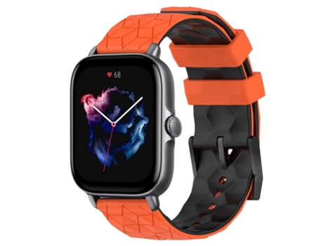 Correa Smartwatch para Amazfit GTS 3 20mm Textura Fútbol Correa de Silicona Bicolor (Naranja + Negro)