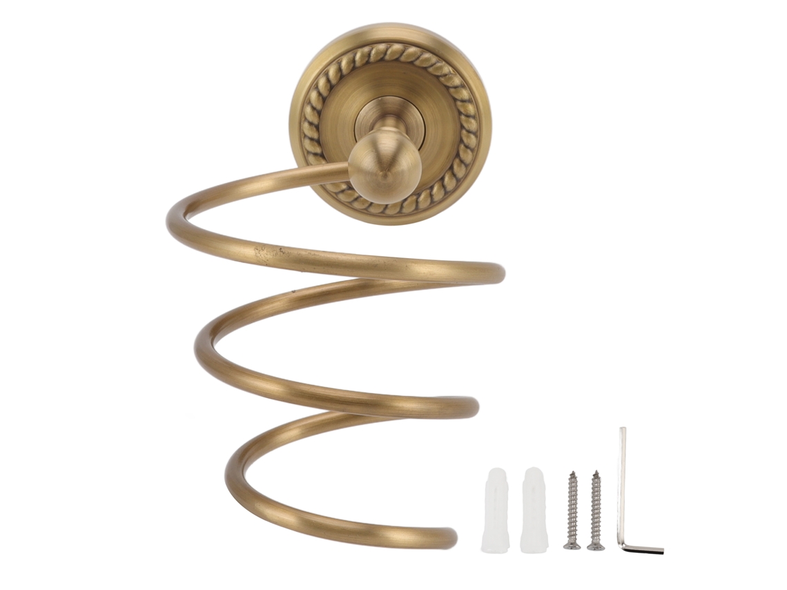 Soporte de pared para secador de pelo de bronce antiguo