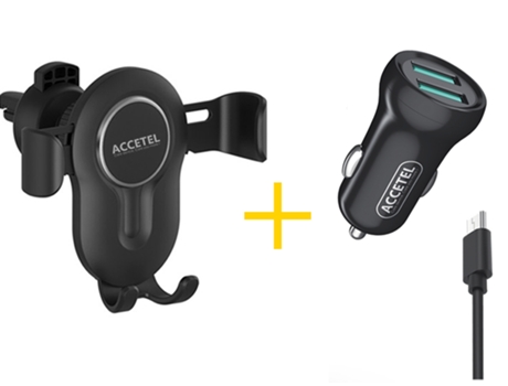Pack Cargador de Auto ACCETEL A1 Negro