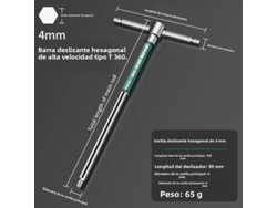 Llave Hexagonal Tipo T Multifuncional De Acero Inoxidable De 4 Mm Con Rodillo Deslizante Hexagonal De Alta Velocidad
