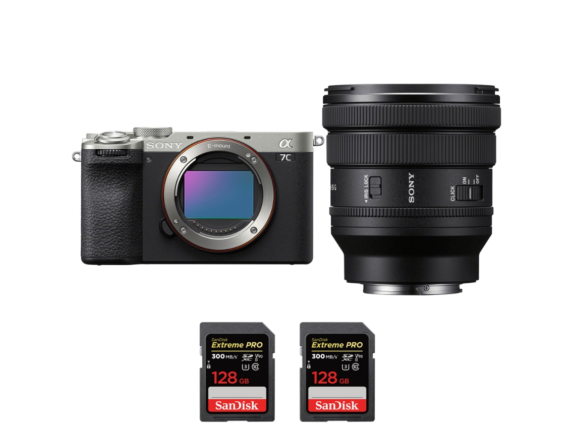 Sony A7c Ii Plateado + Fe Pz 16-35mm F/4 G + 2 Sandisk 128gb Uhs-ii 300mb/s - Cámara Fotográfica Híbrida + Ebook Pricedirect