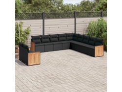 Conjunto de sofás de jardín de 11 piezas DKD Home Decor con cojines de mimbre negros